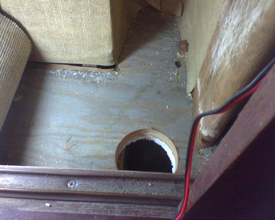 3" hole to install sender (offset a few inches)